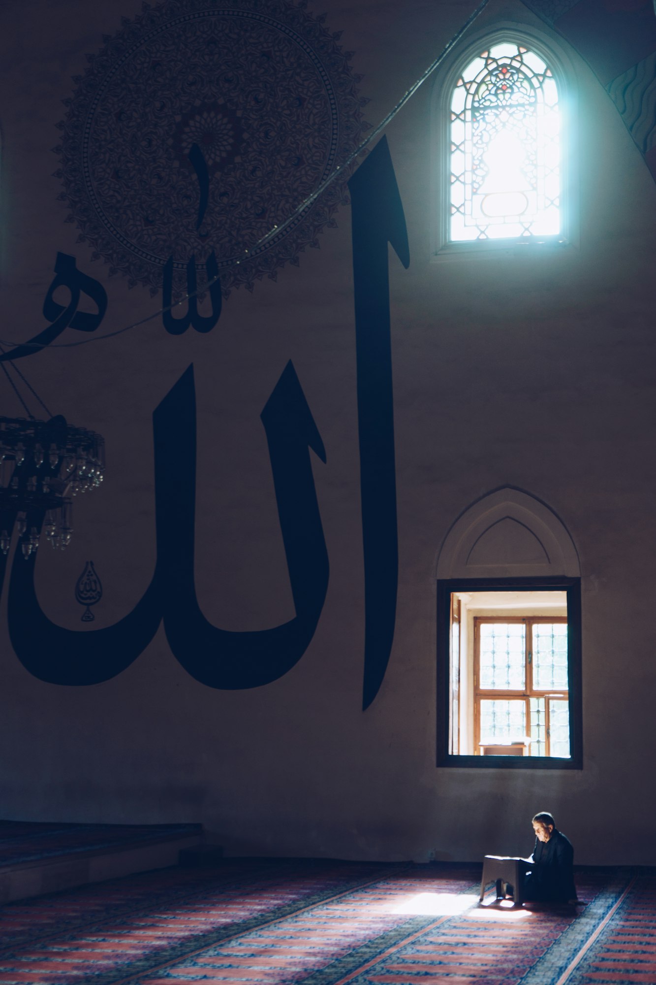 Believer prays in a mosque.